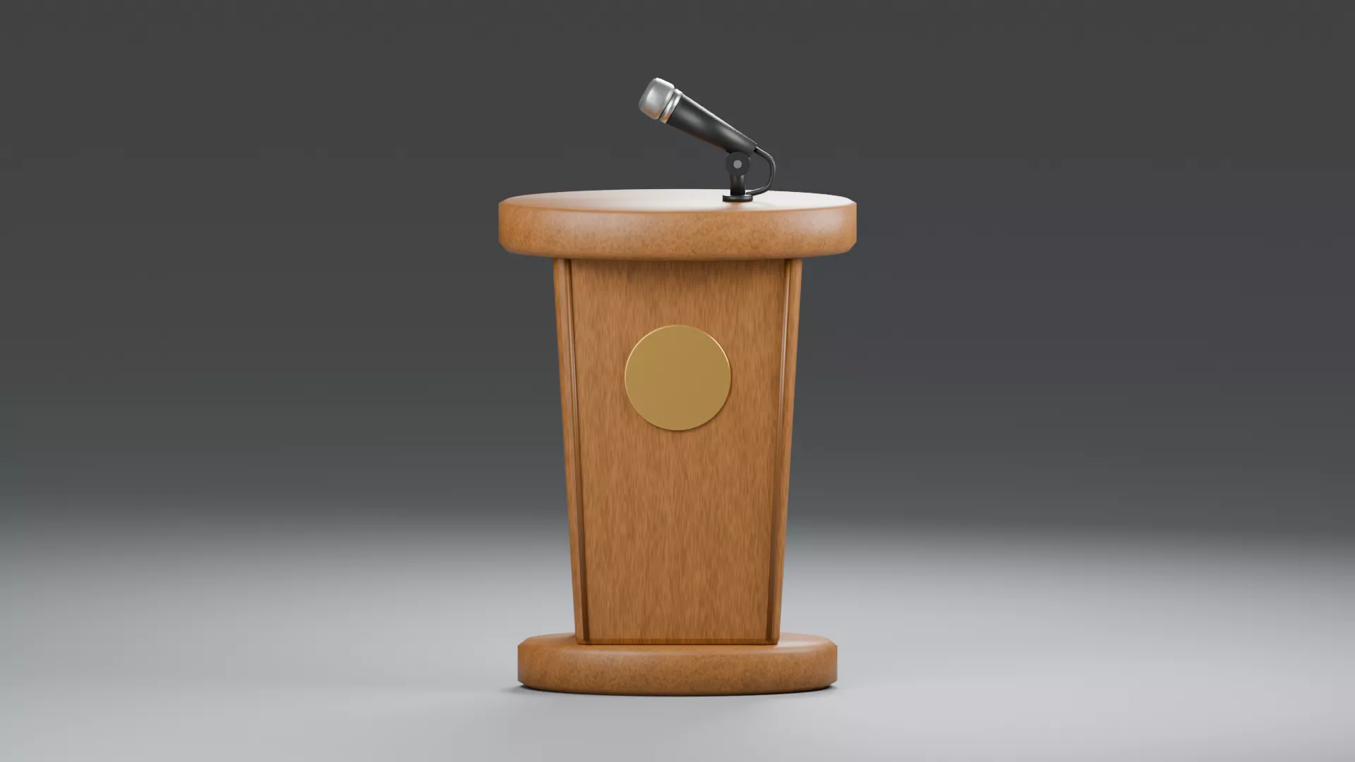 Wooden Speaker Stand with Round Emblem Low-poly 3D model