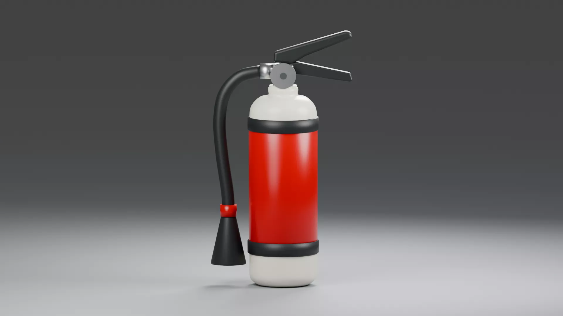 Red Fire Extinguisher with White Base Low-poly 3D model
