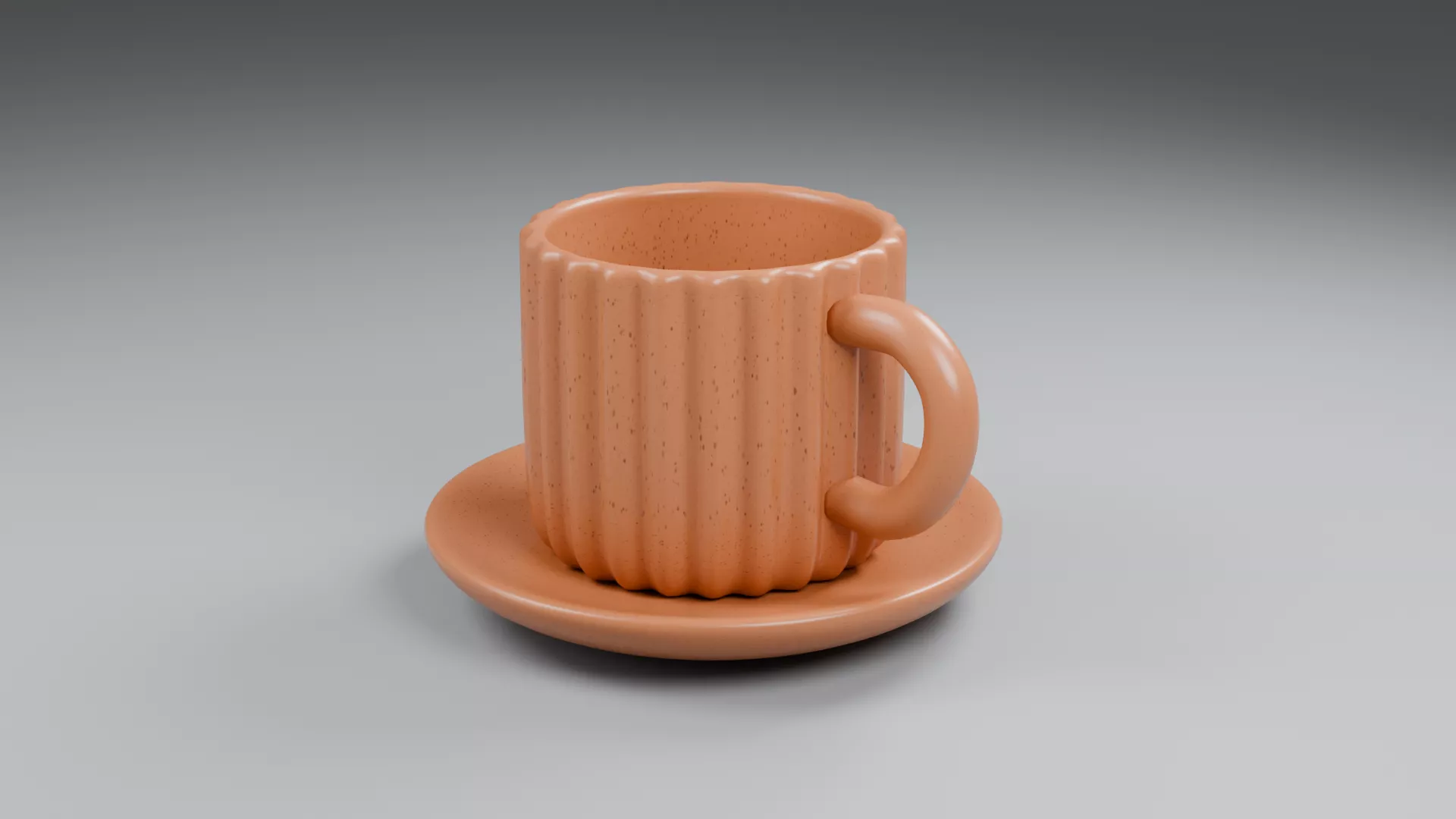 Ribbed Terracotta Mug with Matching Saucer Low-poly 3D model