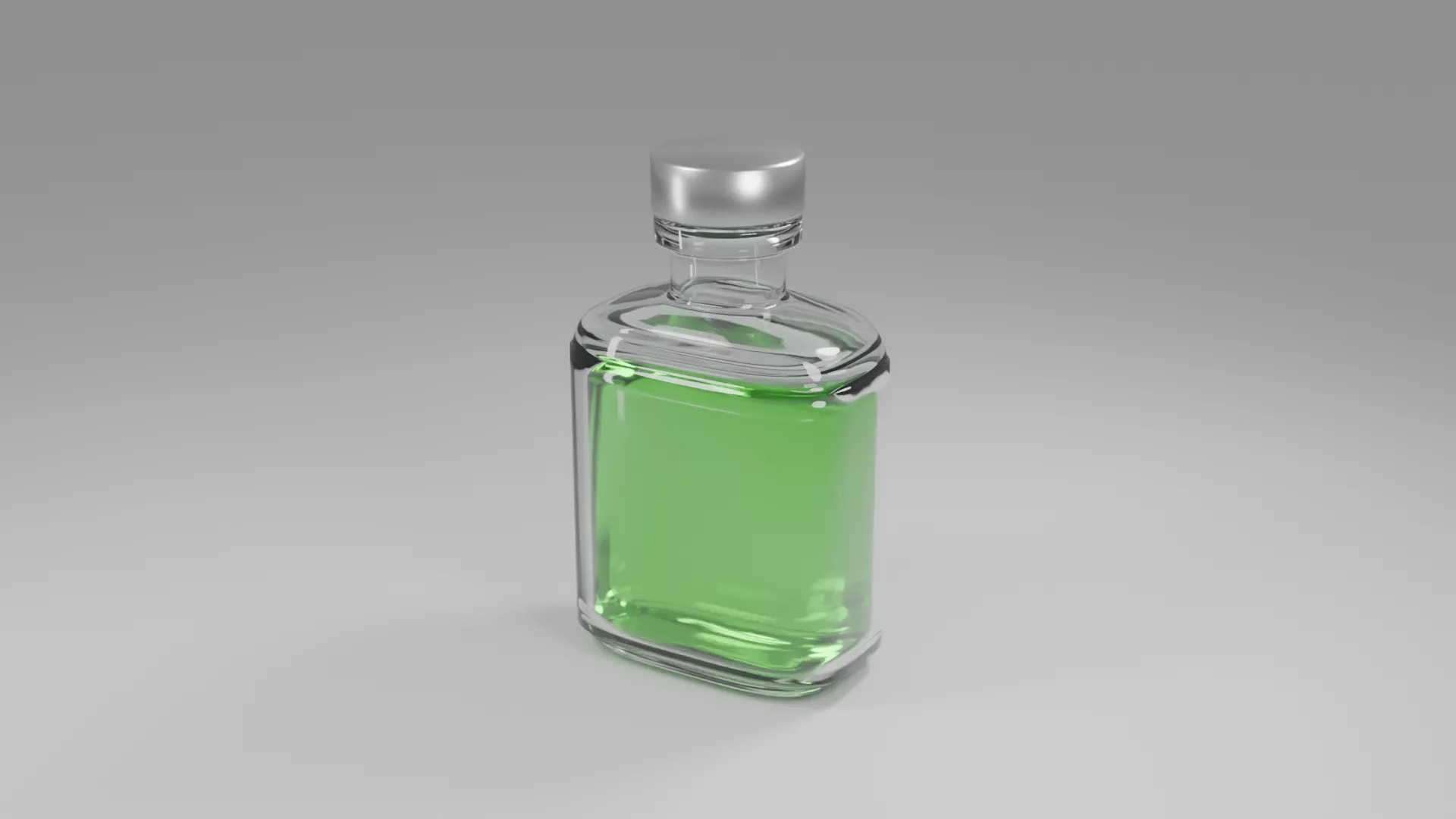 Clear Chemical Bottle with Silver Screw Cap Low-poly 3D model