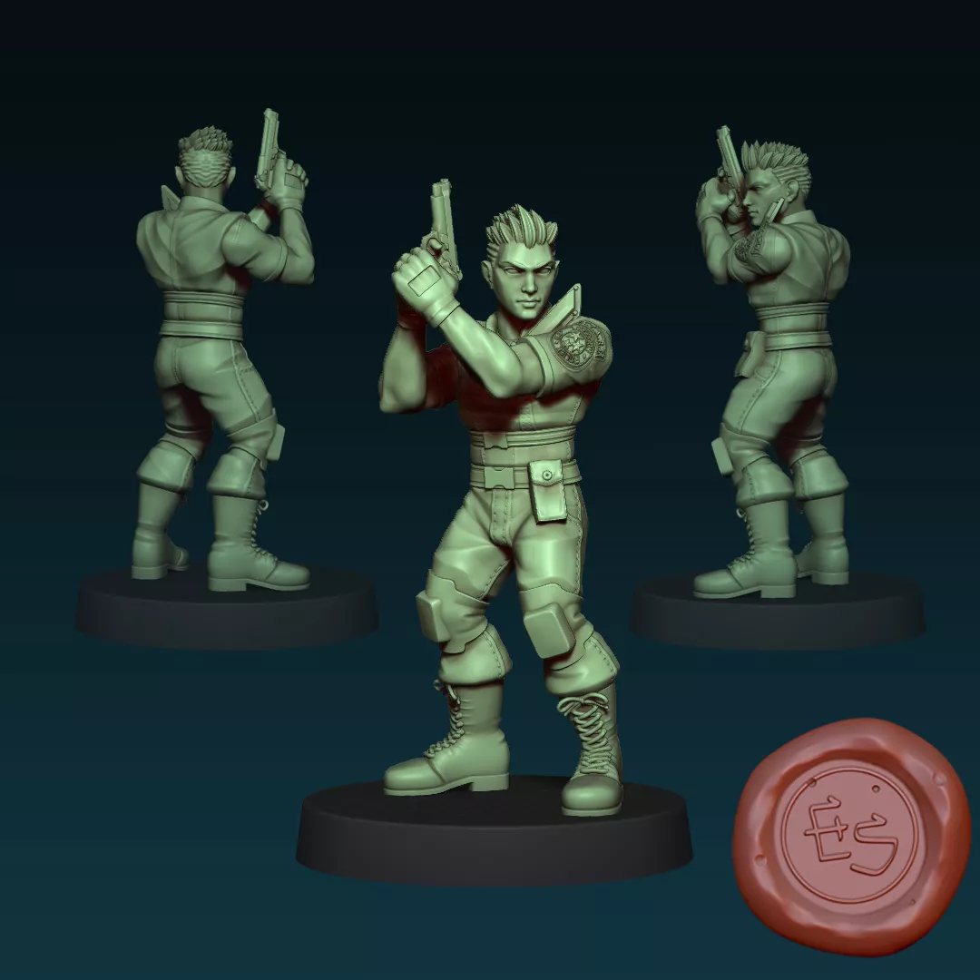 Chris Redfield - Resident Evil - 32mm Miniature 3D print model