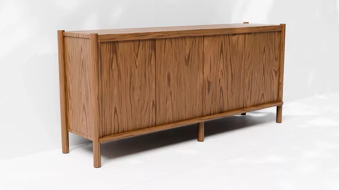 Modern Walnut Sideboard Cabinet 3D Model