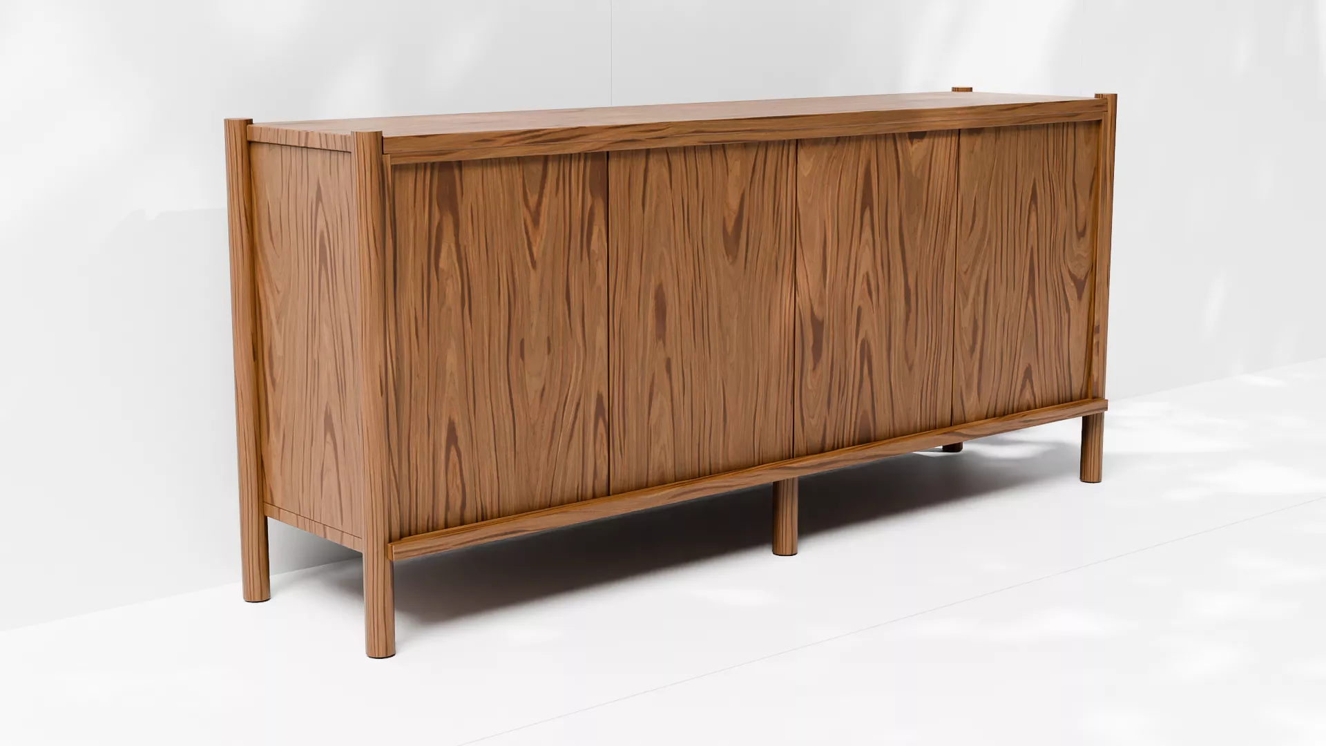 Modern Walnut Sideboard Cabinet 3D Model 3D model