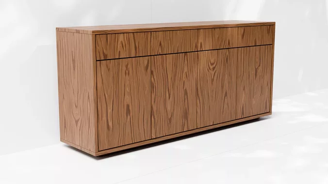 Minimal Walnut Sideboard Credenza 3D Model
