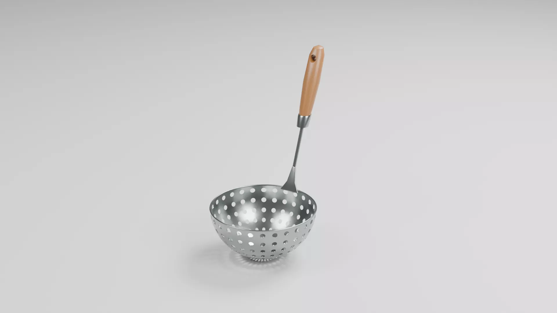 Metal Skimmer with Wooden Handgrip Low-poly 3D model