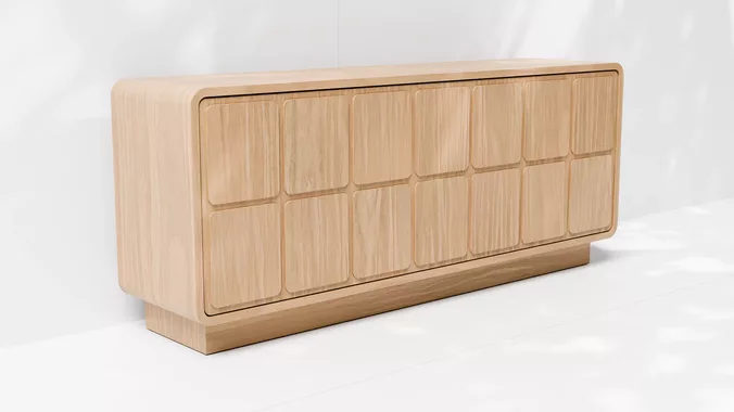 Rounded Oak Sideboard Cabinet 3D Model
