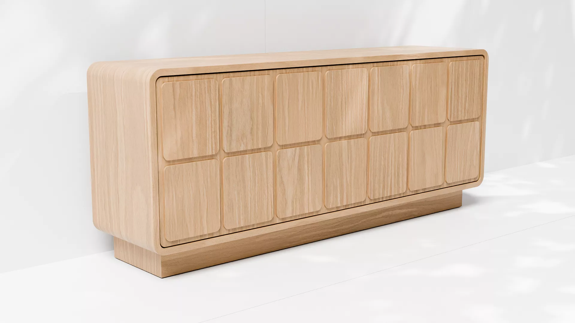 Rounded Oak Sideboard Cabinet 3D Model 3D model