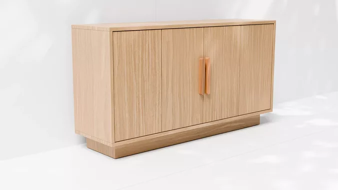 Minimal Oak Sideboard Credenza 3D Model