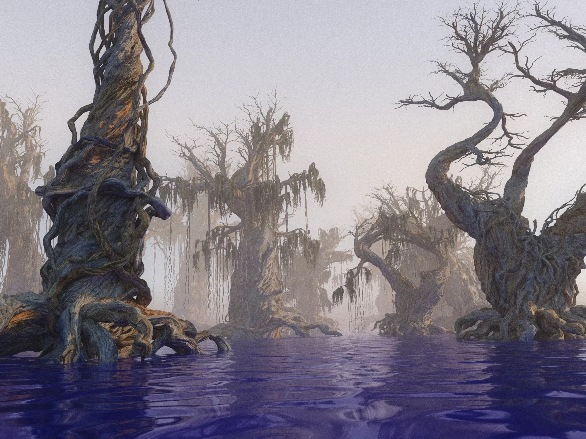 Spooky mangroves forest Low-poly 3D model