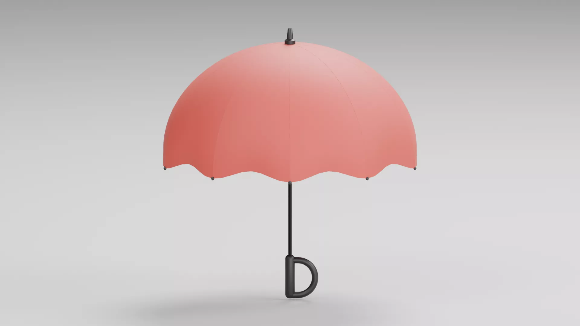Coral Dome Umbrella with Hook Handle Low-poly 3D model