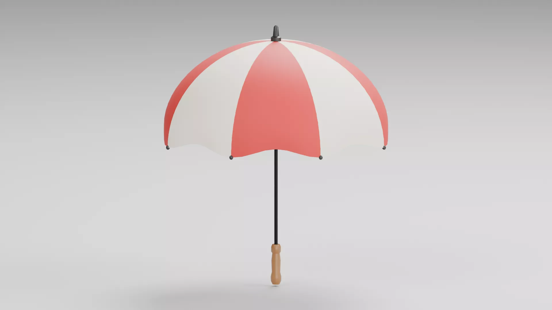 Red and White Paneled Parasol Low-poly 3D model
