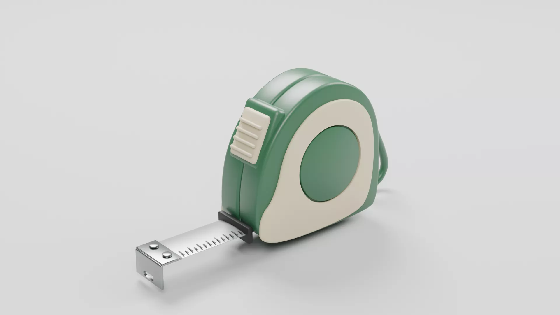 Green and Cream Retractable Tape Measure Low-poly 3D model