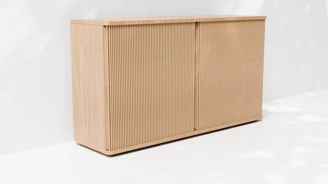 Oak Slatted Sideboard Cabinet 3D Model