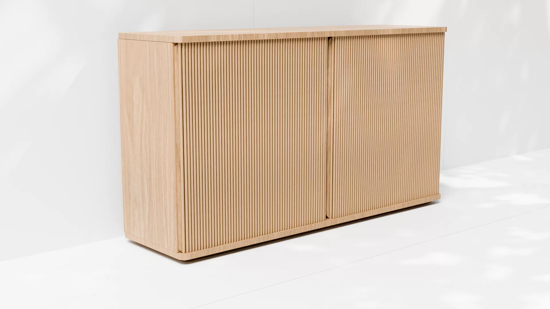 Oak Slatted Sideboard Cabinet 3D Model 3D model