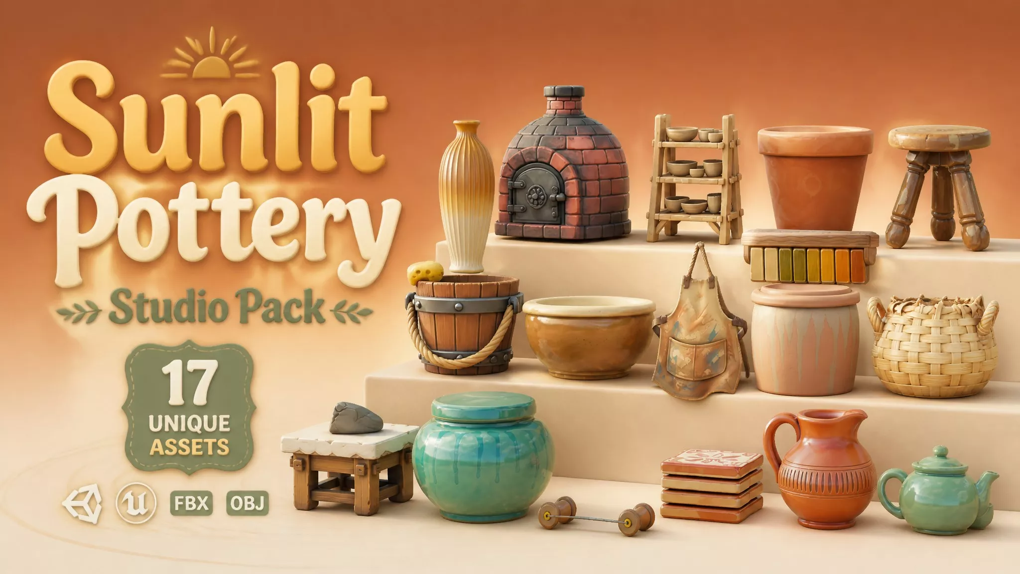 Sunlit Pottery Studio Pack Low-poly 3D model