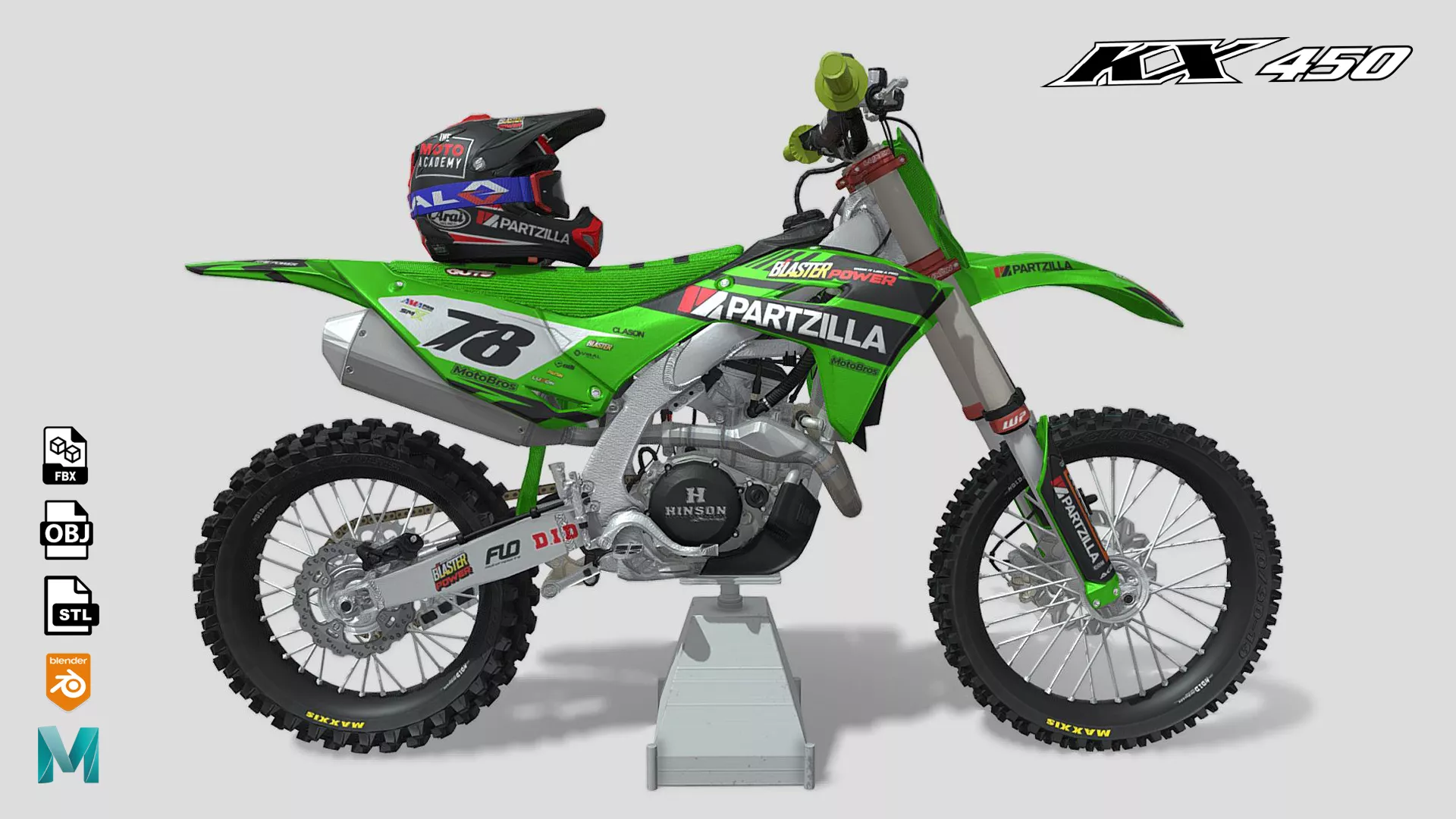 Kawasaki KX 450 Low-poly 3D model