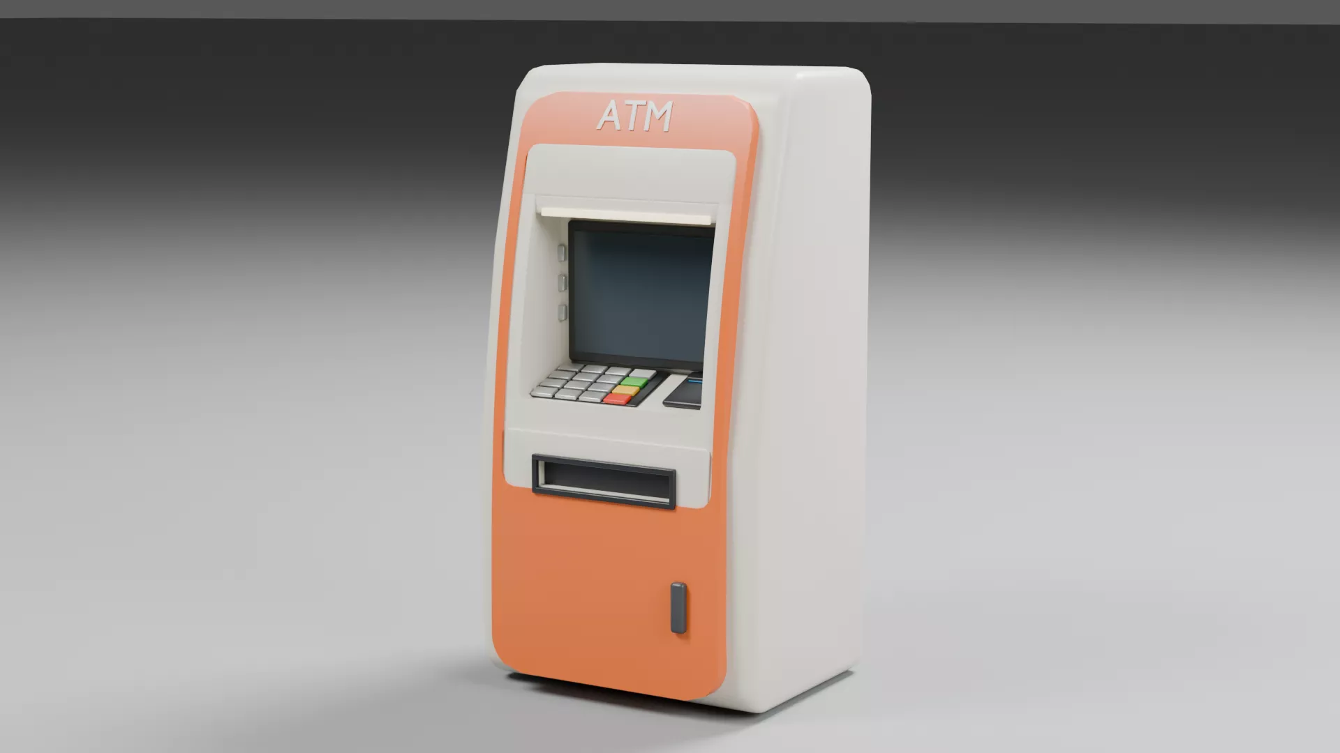 Cream and Orange Bank Terminal Low-poly 3D model