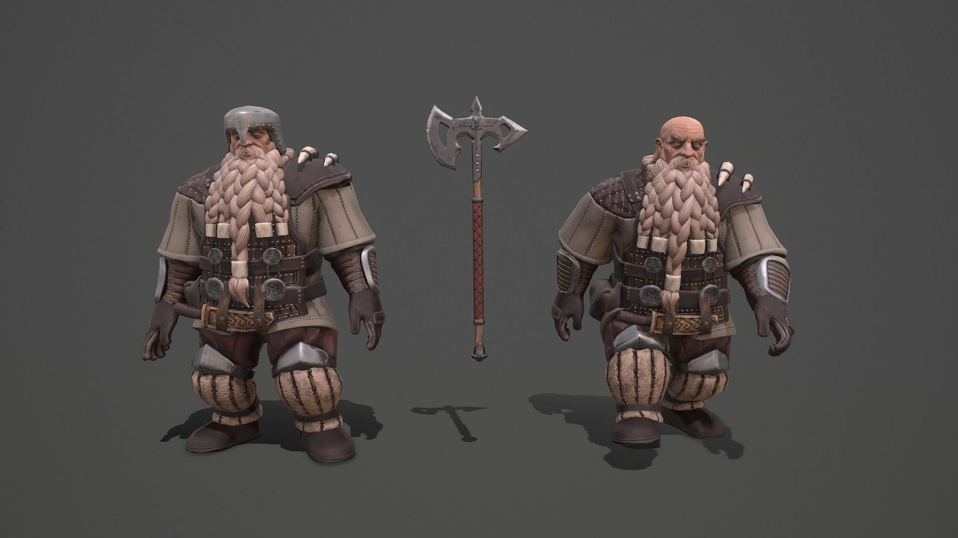 Dwarf game ready 3d model Low-poly 3D model_3