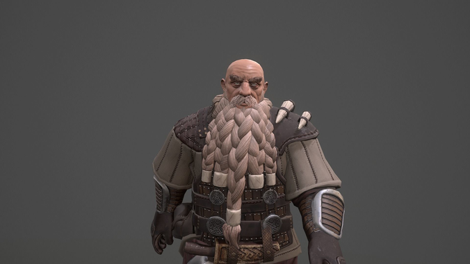 Dwarf game ready 3d model Low-poly 3D model