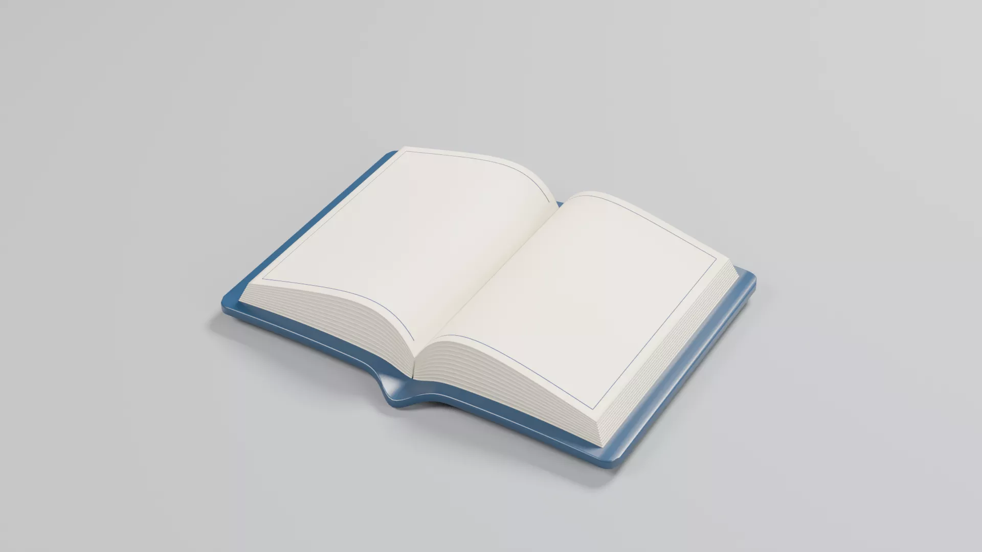 Open Blue Hardcover Book with Blank Pages Low-poly 3D model