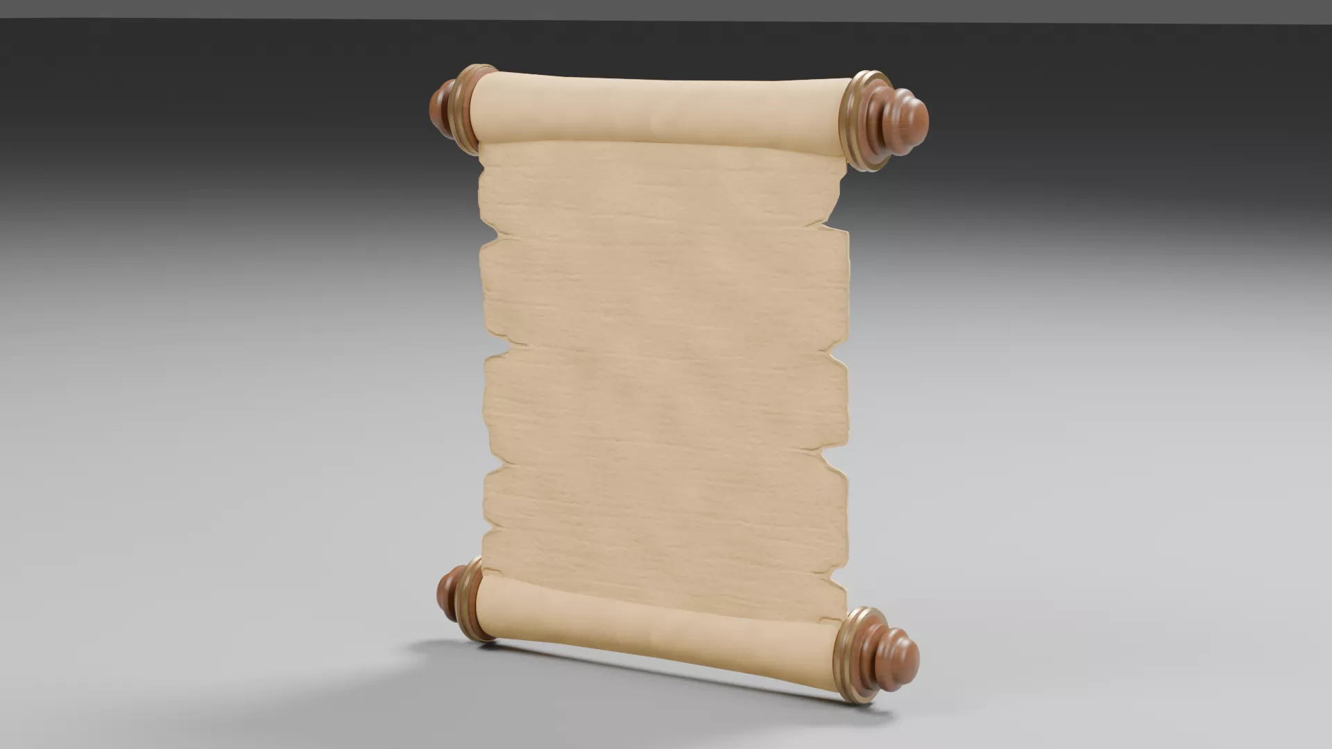 Blank Parchment Scroll on Wooden Rods Low-poly 3D model