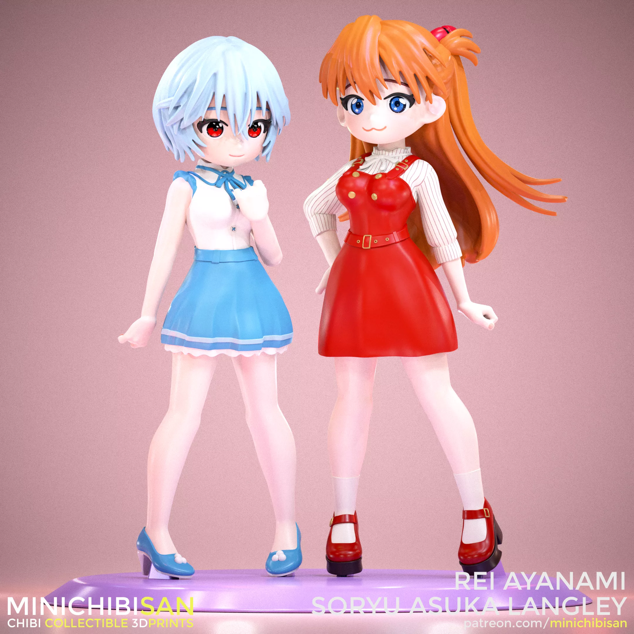 Rei Ayanami and Asuka Langley Soryu - Neon Genesis Evangelion 3D print model