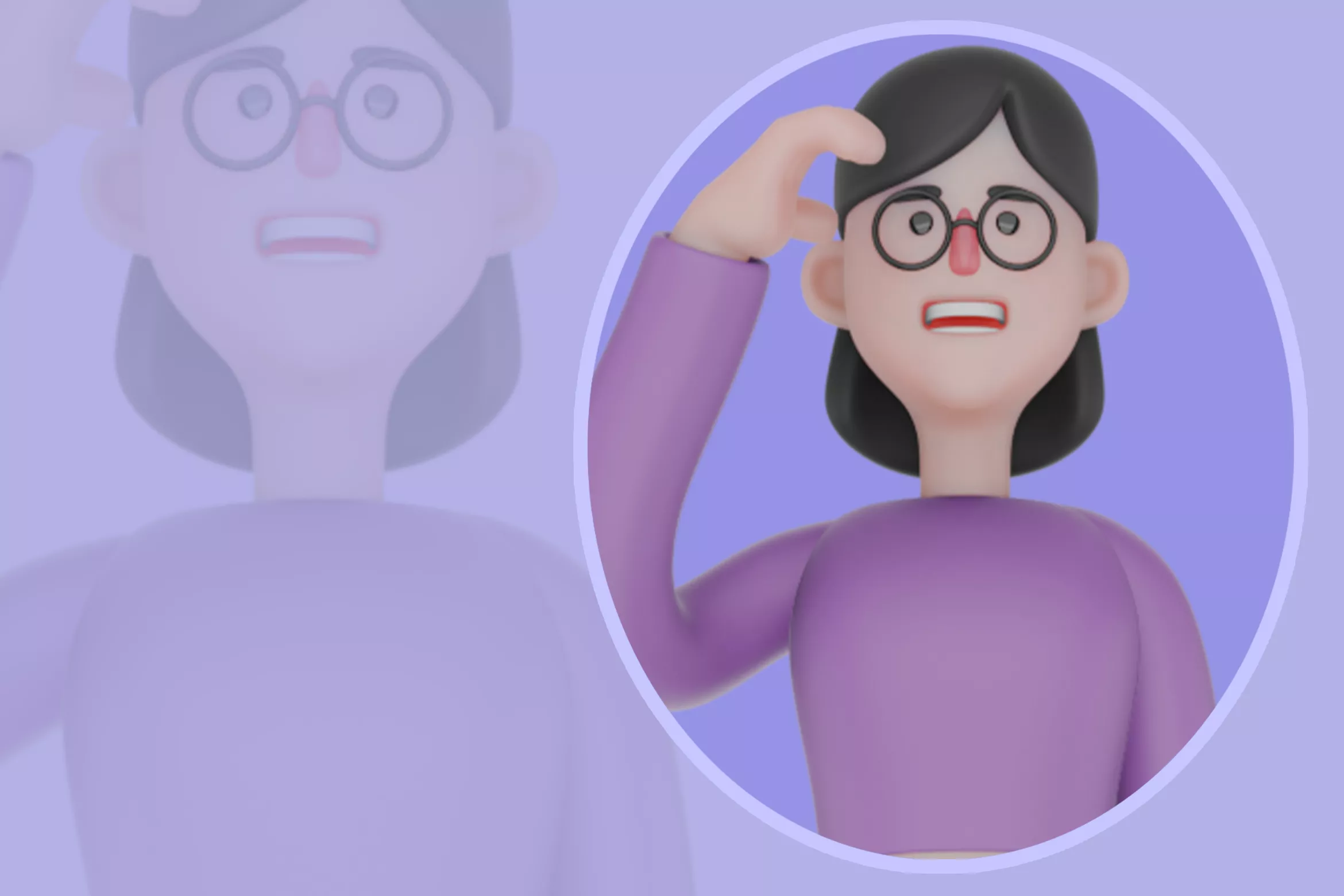 3D Cartoon Female Dancer Scratching Head - Stylized Character 3D model