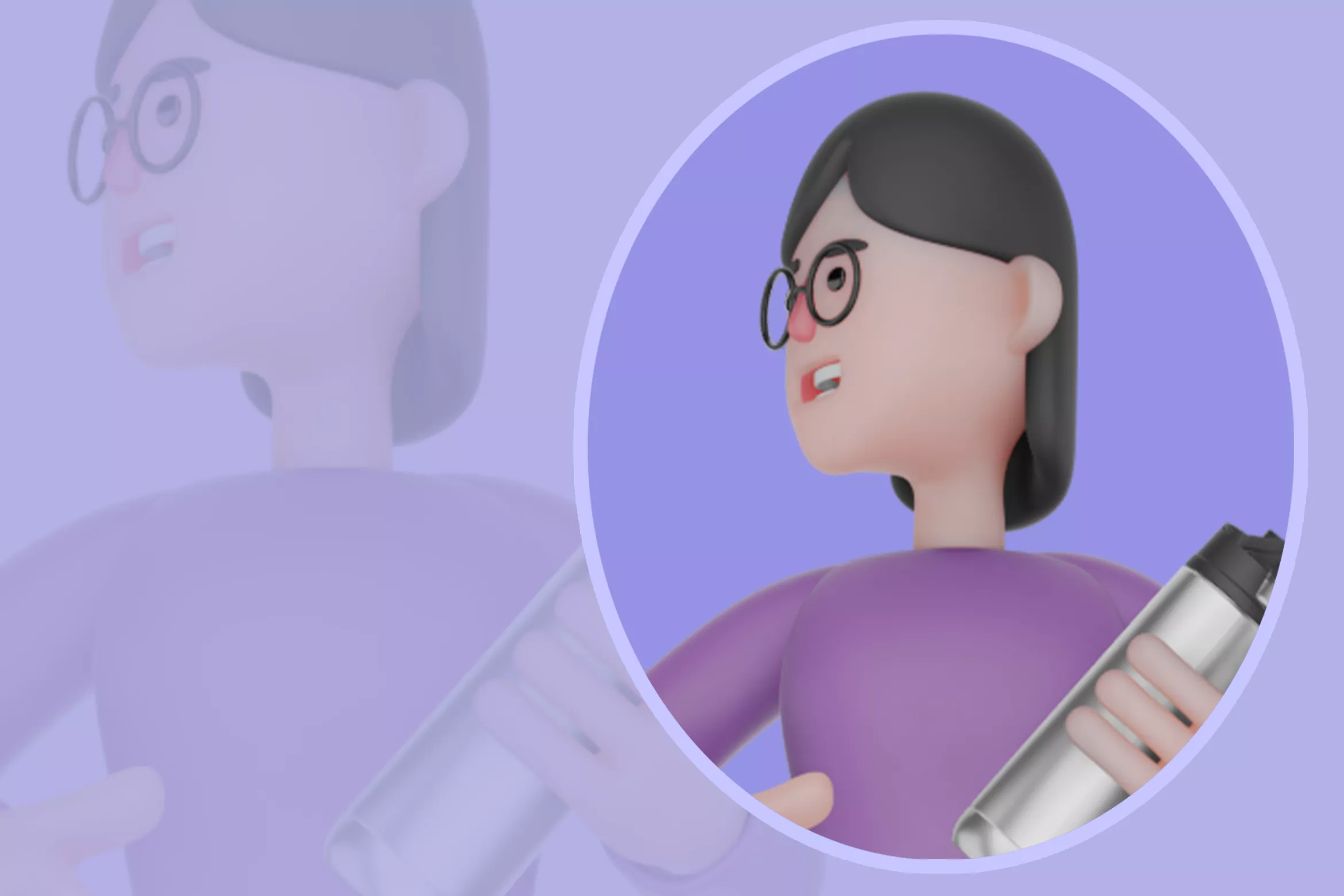 3D Cartoon Female Dancer with Water Bottle - Stylized Woman 3D model