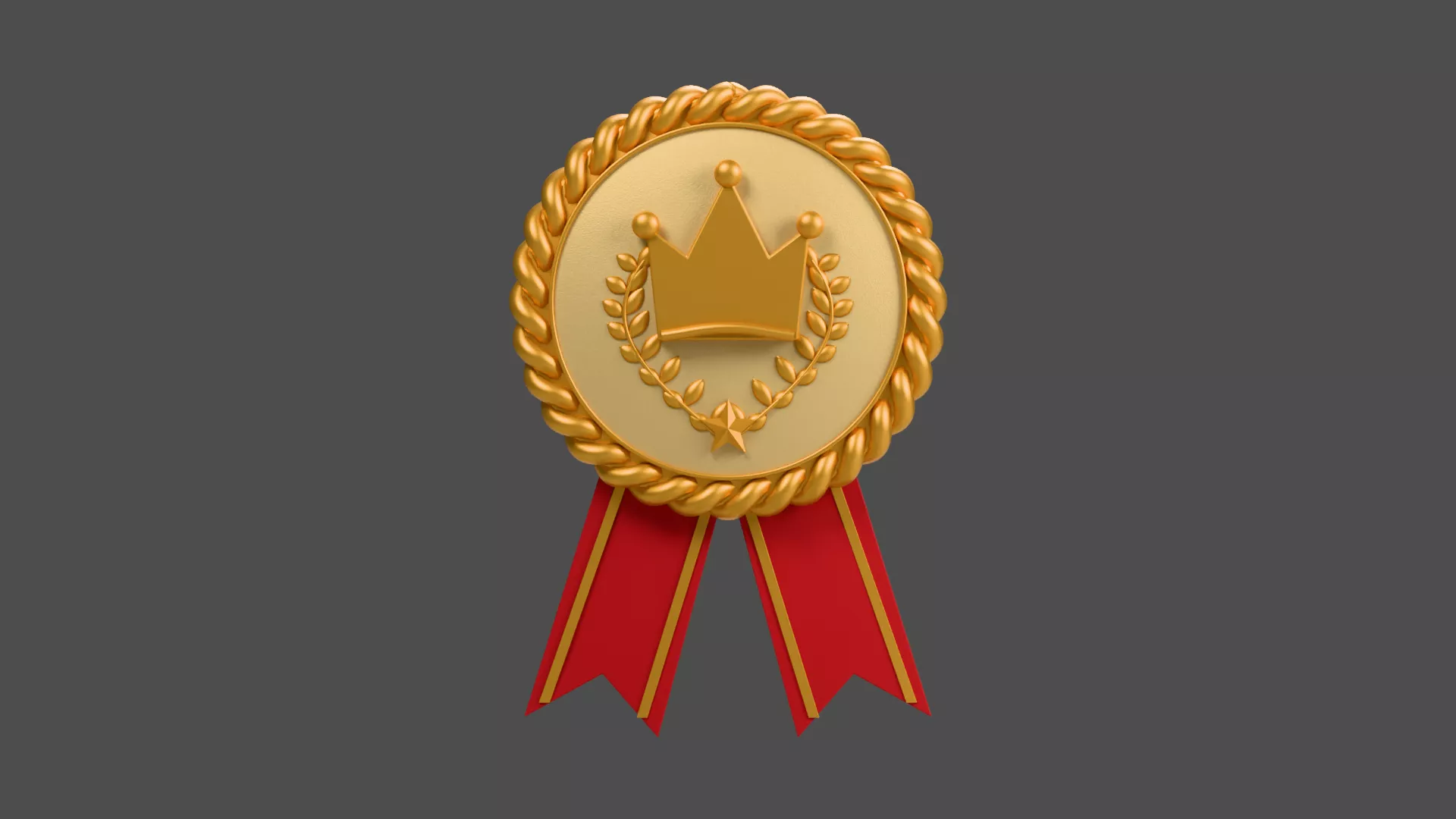Gold Crown Medallion with Braided Border Low-poly 3D model