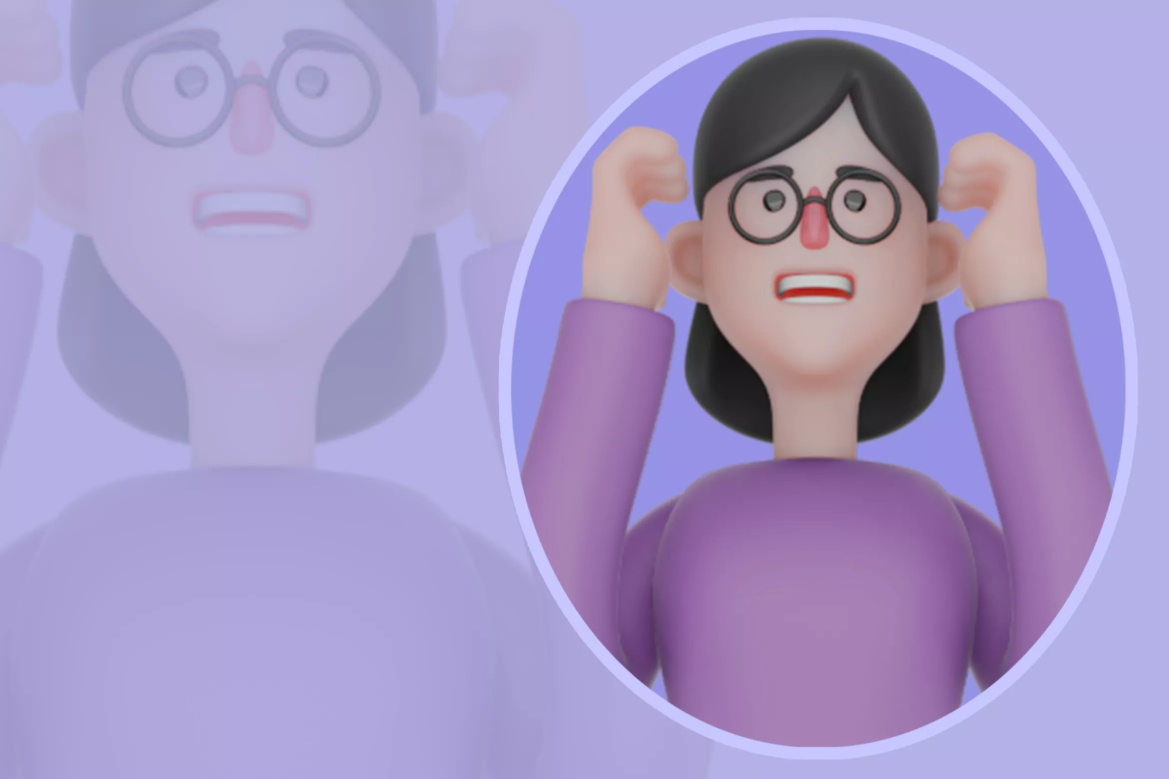 3D Cartoon Female Dancer Surprised - Woman Holding Her Head 3D model