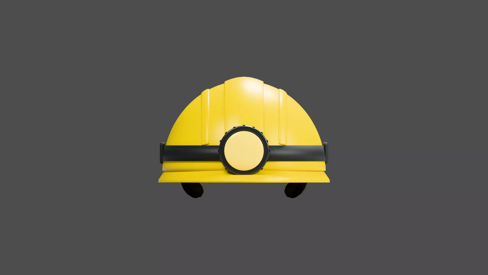 Yellow Safety Helmet with Front Lamp Low-poly 3D model