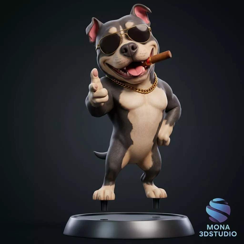 Cool Cartoon Pitbull Key Holder 3D Printable STL 3D print model