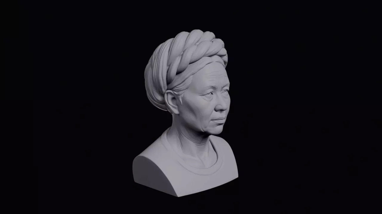 Miao Woman With Heavy Coiled Hairpiece Bust 3D print model
