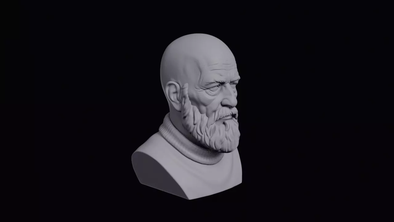 Lighthouse Keeper With Full Beard Bust 3D print model