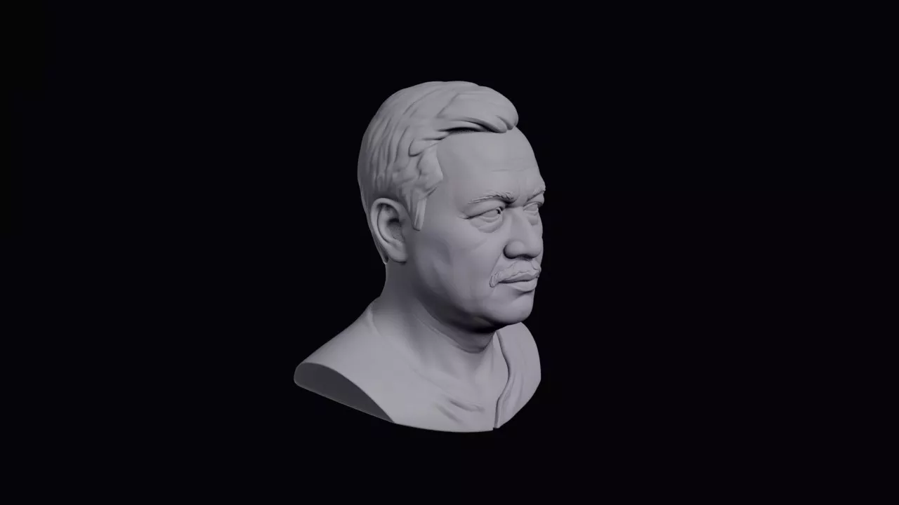 Kadazan Man With Round Face Bust 3D print model