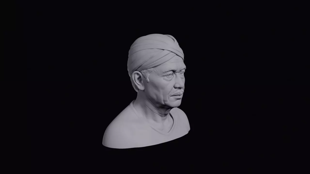 Javanese Man With Batik Headcloth Bust 3D print model
