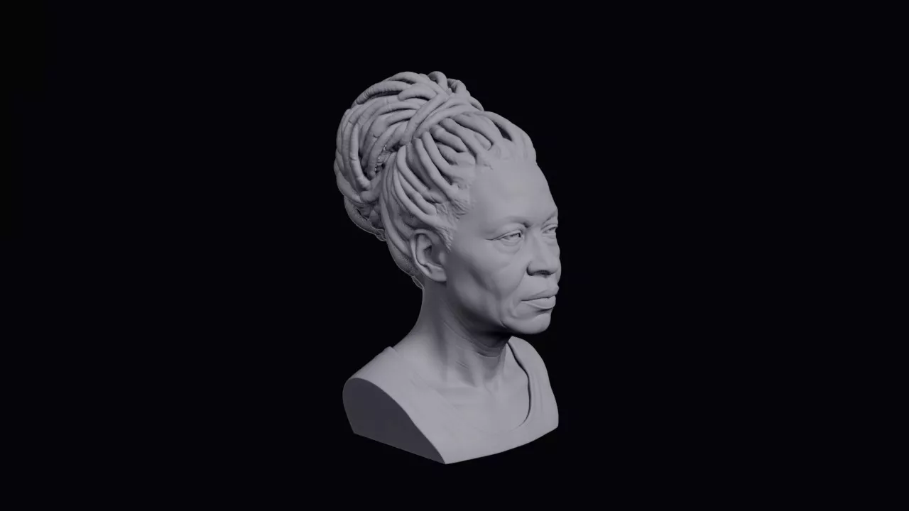 Jamaican Woman With Locs Gathered Up Bust 3D print model
