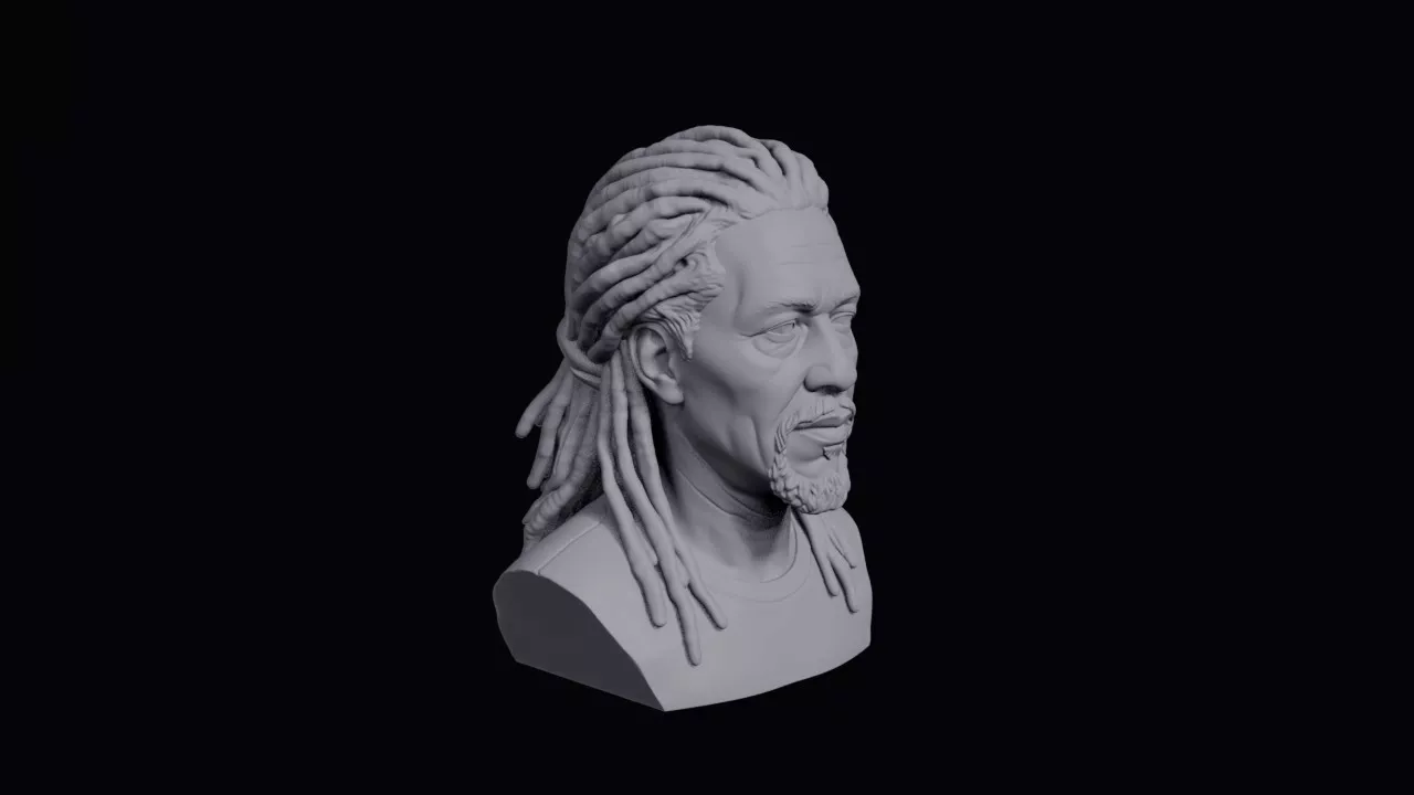 Jamaican Man With Long Locs Bust 3D print model