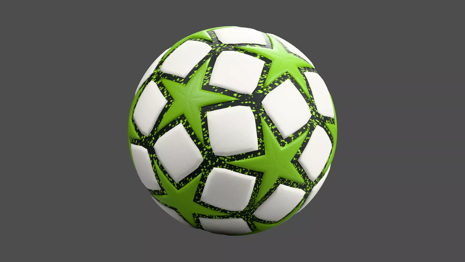 White Soccer Ball with Green Star Panels Low-poly 3D model