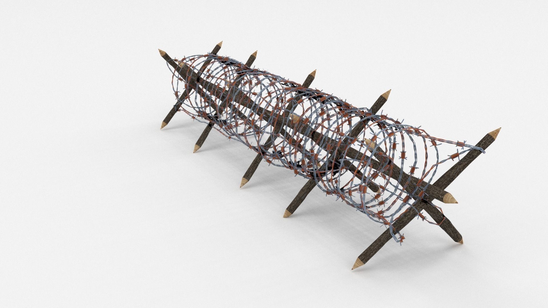 Low Poly Barb Wire Obstacle Low-poly 3D model_14