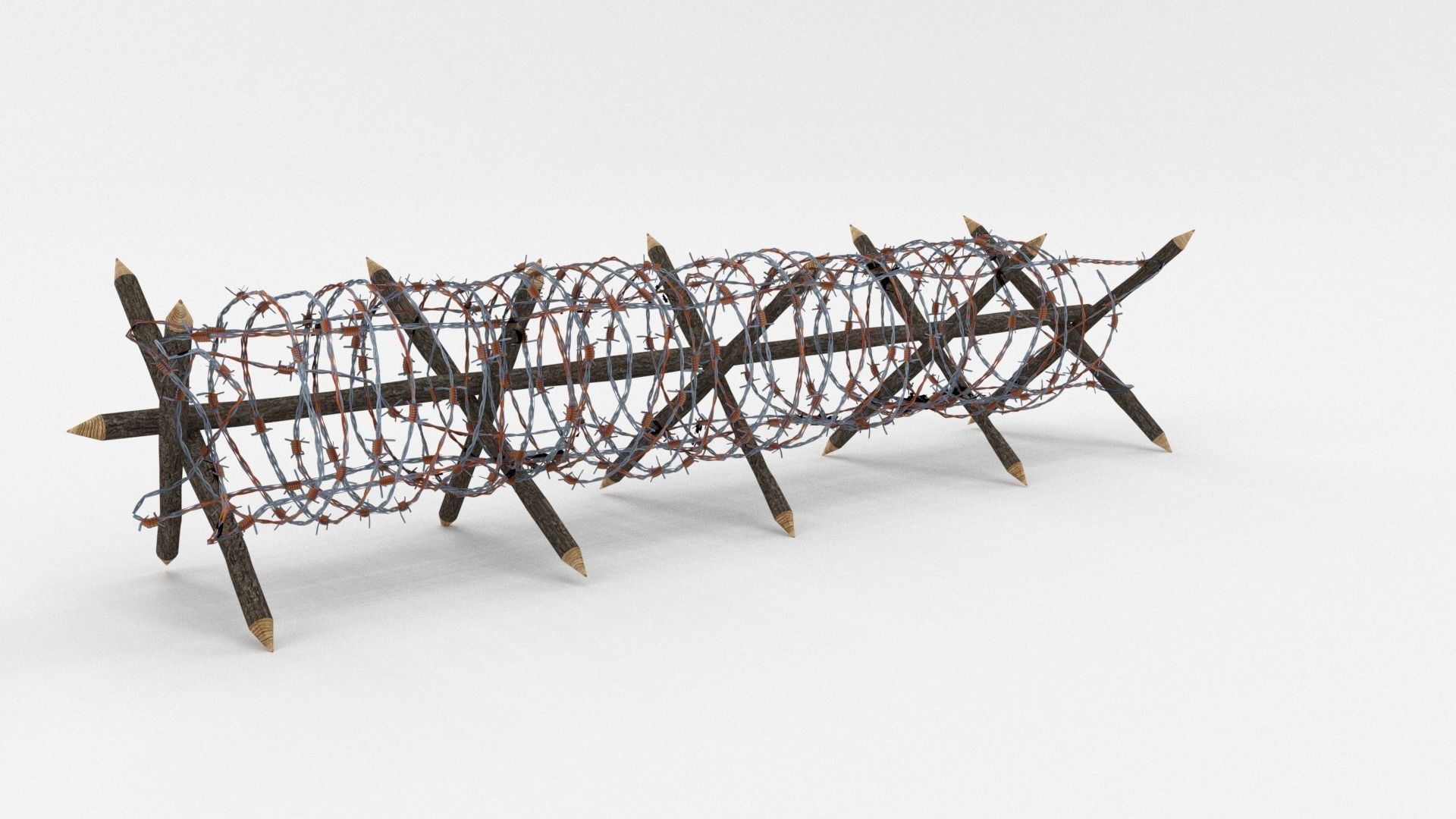 Low Poly Barb Wire Obstacle Low-poly 3D model_2