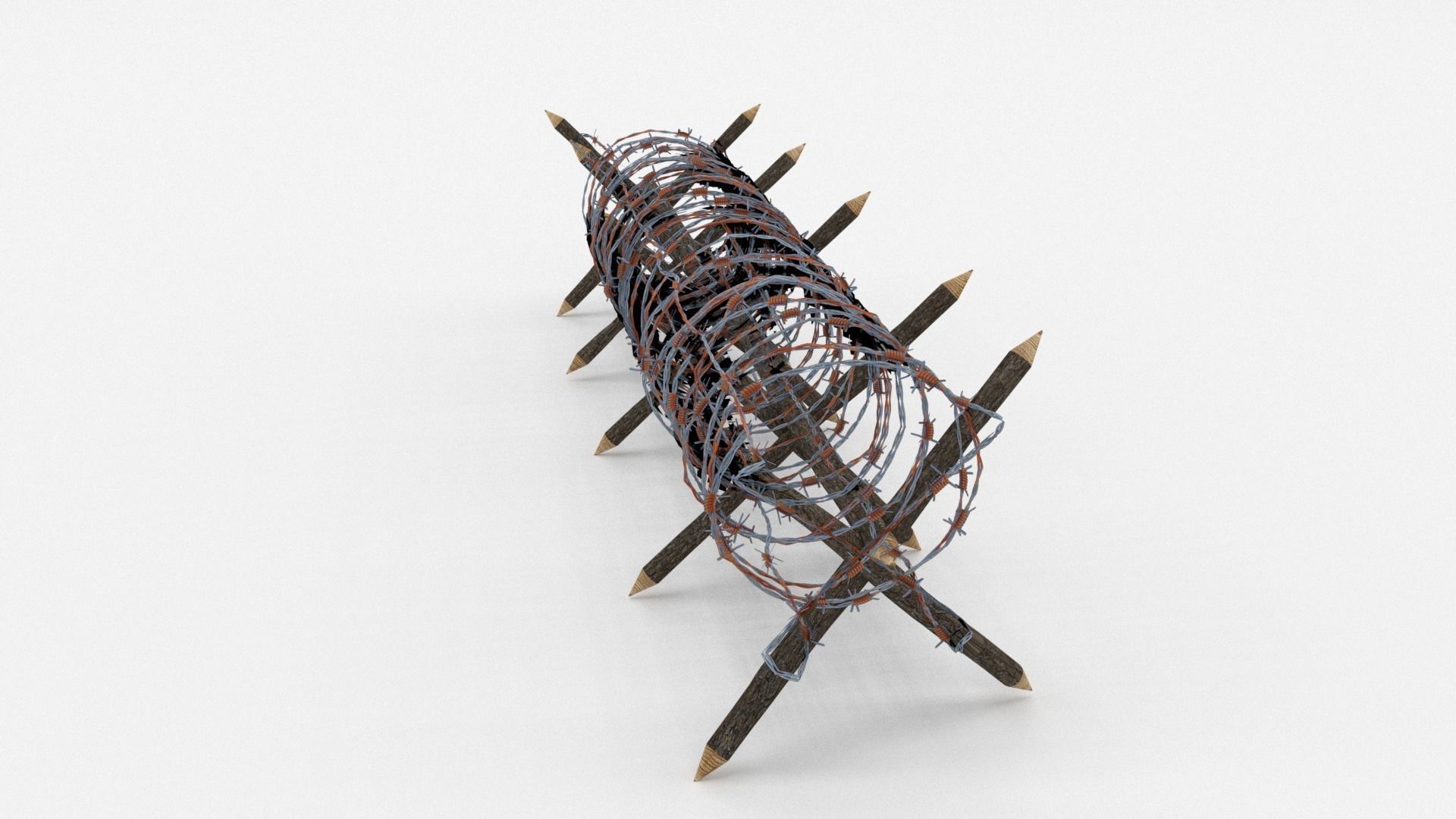 Low Poly Barb Wire Obstacle Low-poly 3D model_3