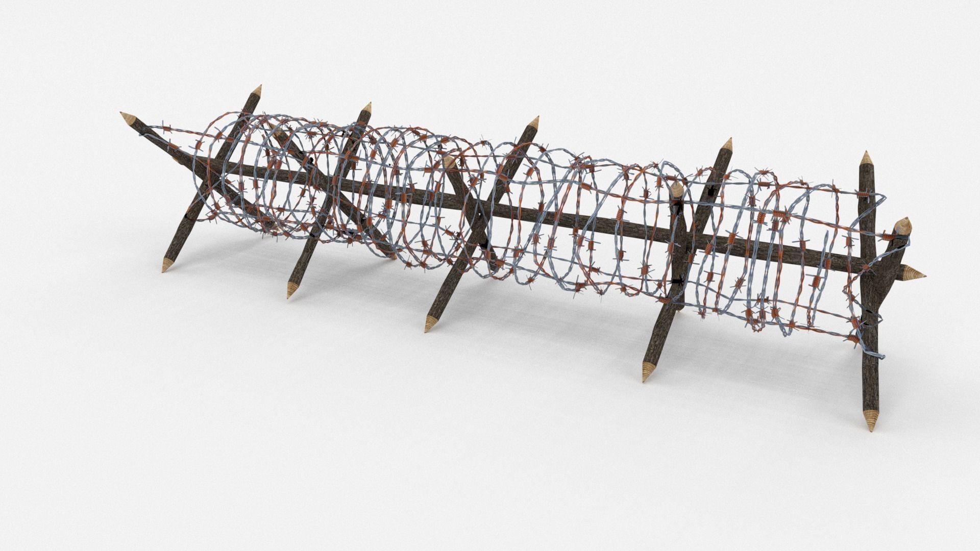 Low Poly Barb Wire Obstacle Low-poly 3D model_4