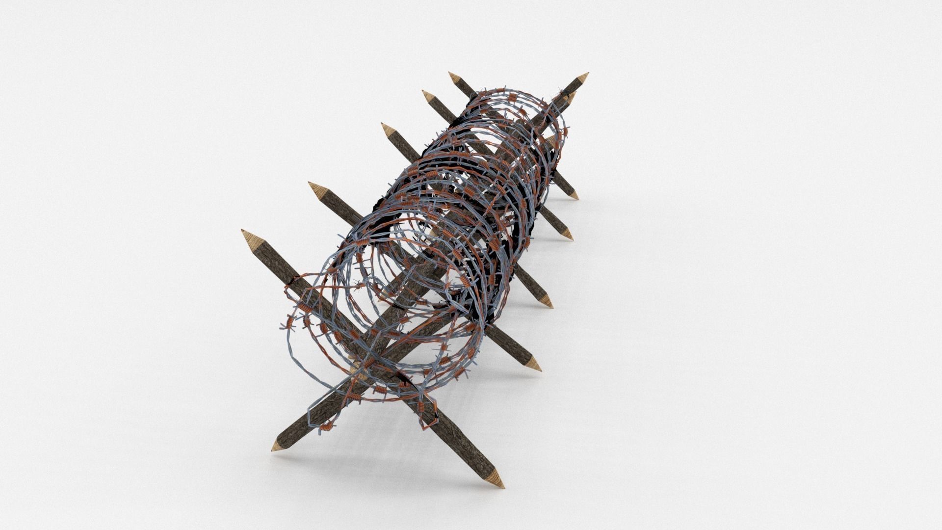 Low Poly Barb Wire Obstacle Low-poly 3D model_11