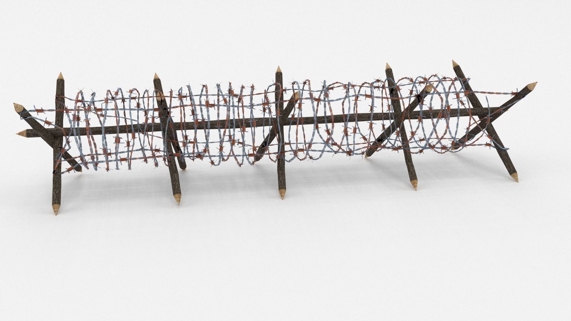 Low Poly Barb Wire Obstacle Low-poly 3D model_12