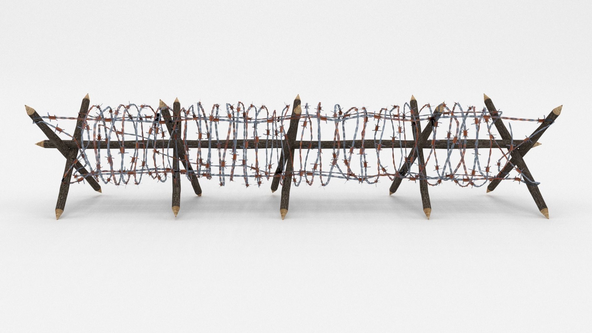 Low Poly Barb Wire Obstacle Low-poly 3D model_0