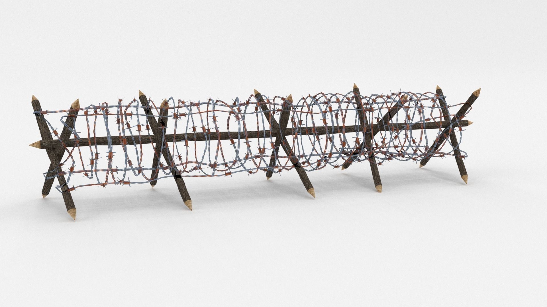 Low Poly Barb Wire Obstacle Low-poly 3D model_15