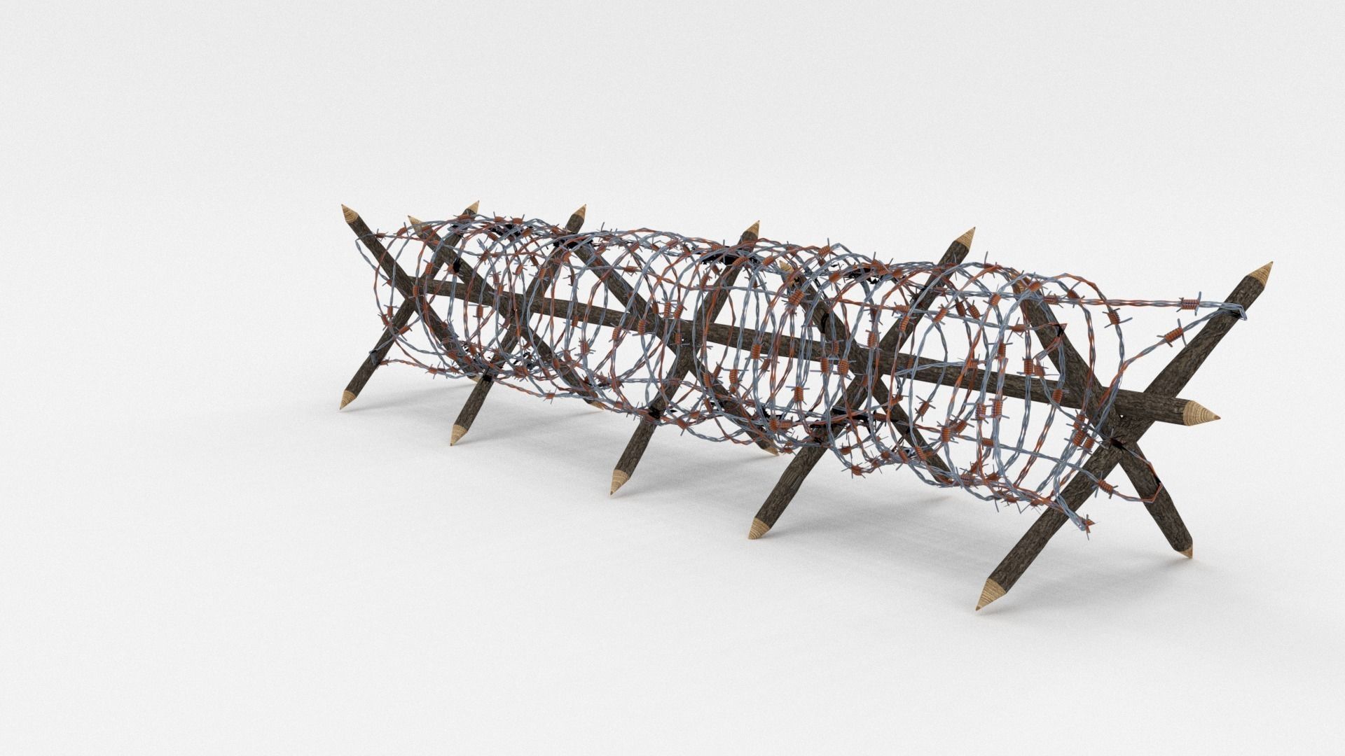 Low Poly Barb Wire Obstacle Low-poly 3D model_1
