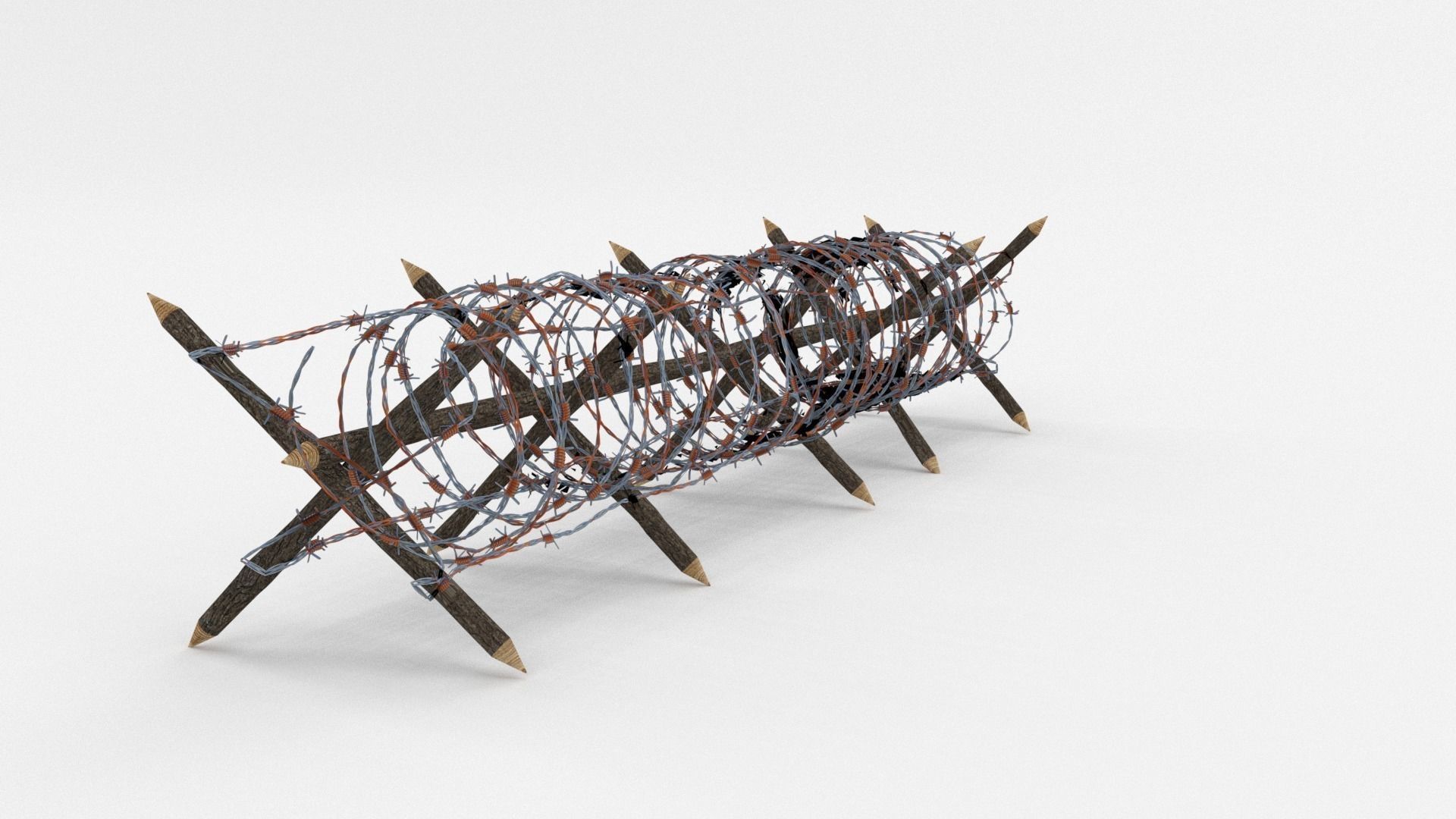 Low Poly Barb Wire Obstacle Low-poly 3D model_13