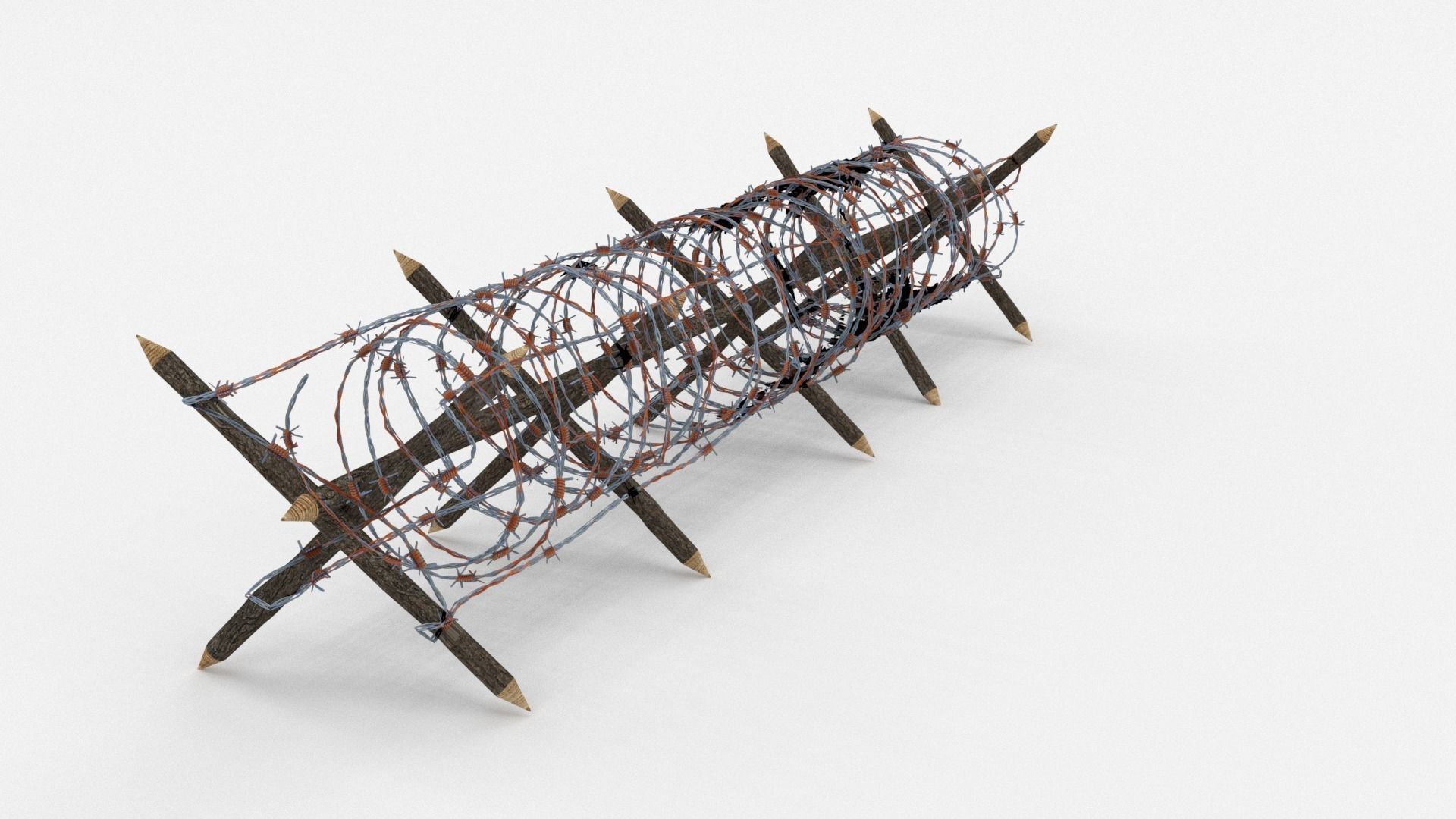 Low Poly Barb Wire Obstacle Low-poly 3D model_5